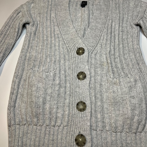 GAP Sweater Women’s Light Grey Chunky Knit Cardigan Thick Knit Size Small - Picture 2 of 12